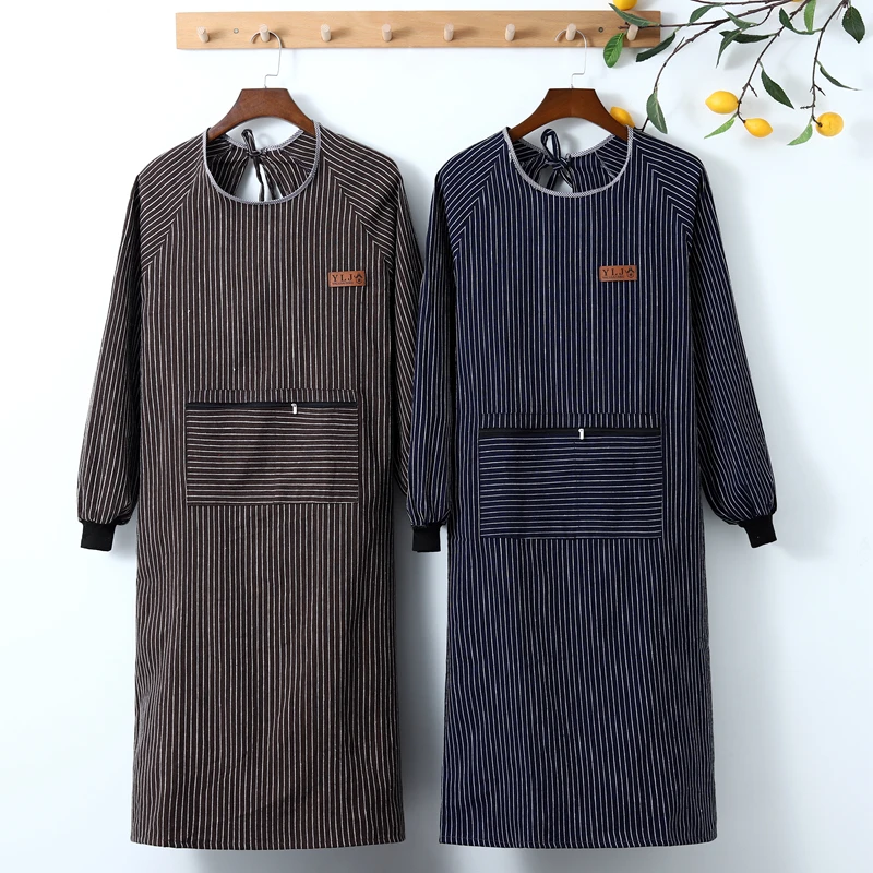 

Add fertilizer and increase apron blouse women's tops pure cotton household solid color kitchen cooking women's fashion
