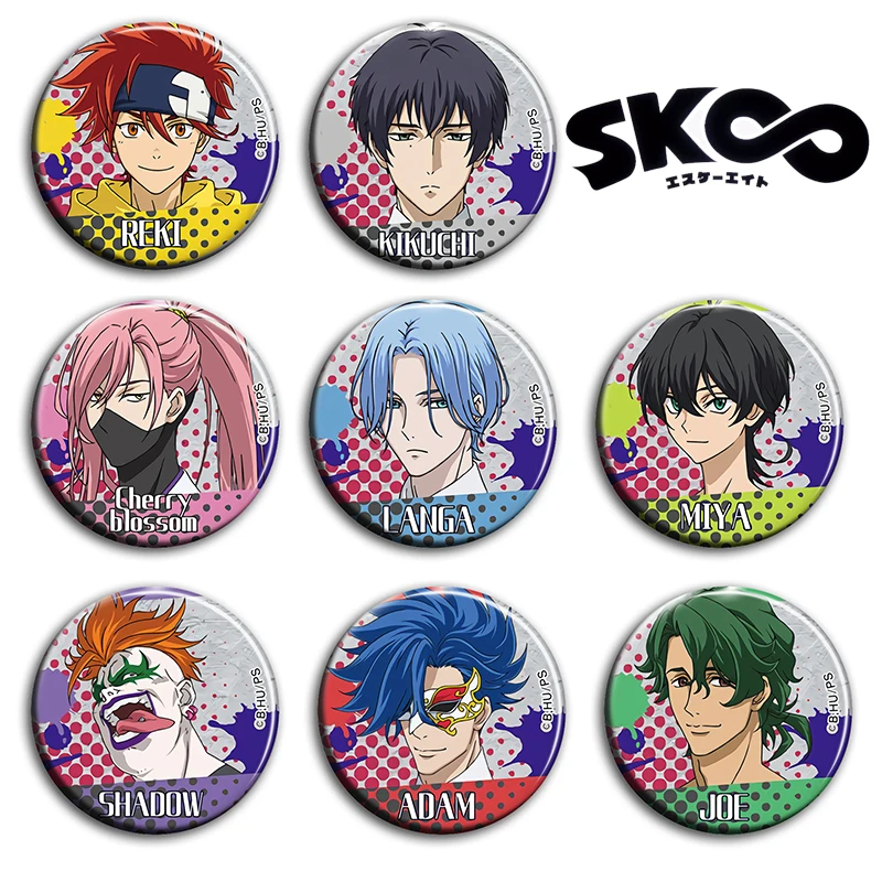 

8pcs/1lot Anime SK8 The Infinity Reki Langa Joe Kikuchi Figure 902 Metal Badges Round Brooch Pin Badge Bedge Gifts Kids Toy