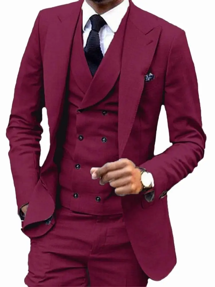 2022 Elegant Wedding Men's Suits Custom Casual Slim Groom Groomsmen Business 3-Piece Set Costume Homme
