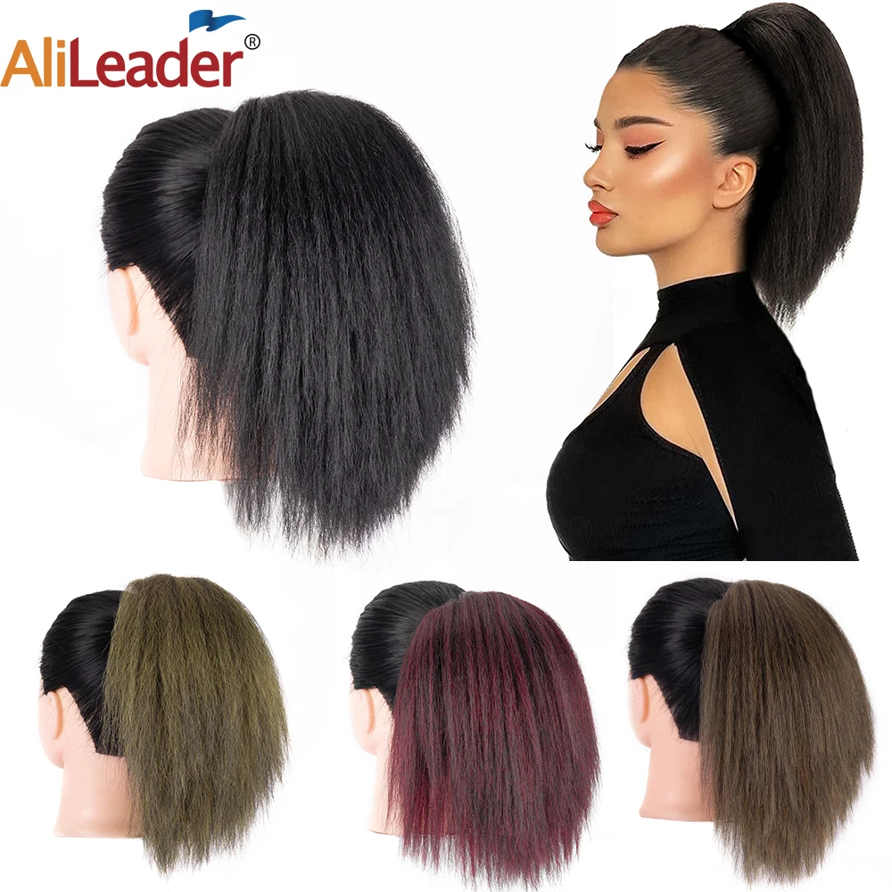 

Гибкий Синтетический прямой хвост Yaki, 10 дюймов, короткий яркий хвост для женщин, натуральный черный афро хвост на шнурке