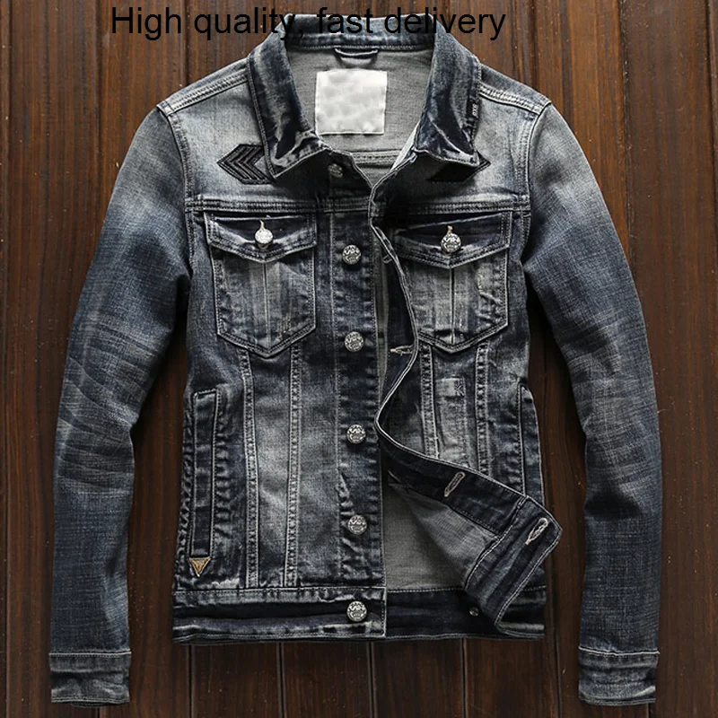 

Style Mens Automotive Denim Jacket and Coats Spring Autumn Plus XXXL Thin Biker Jeans Jacket Man Korean Fashion Streetwear A763