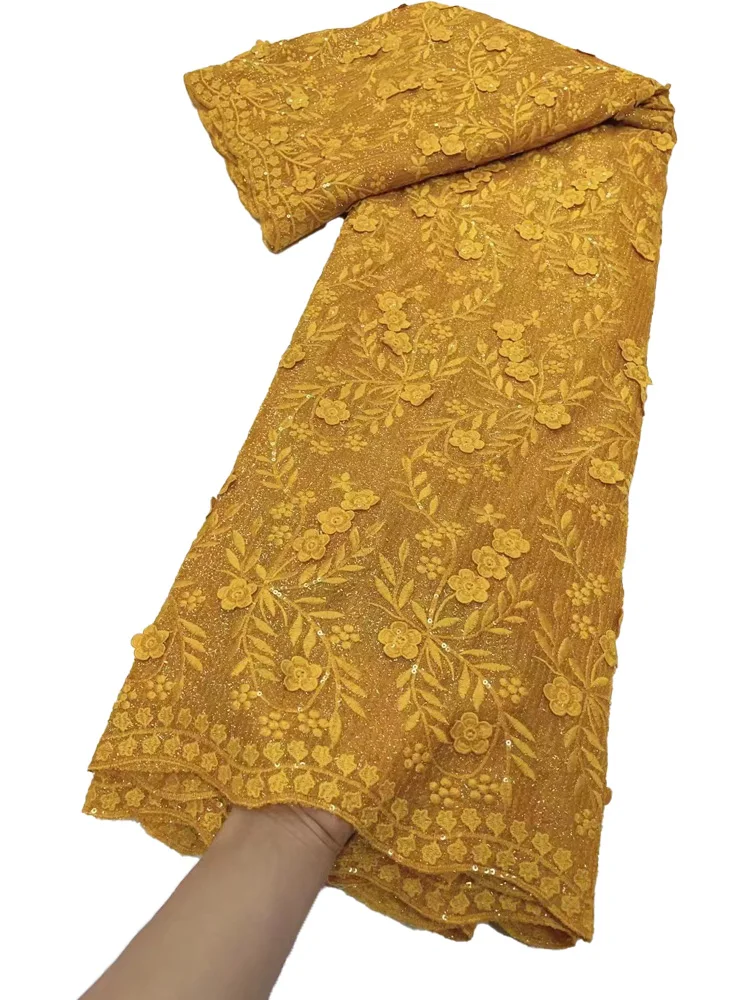 

Новейшие блестки 3D французское кружево вышивка Африканское кружево ткань 2023 высокое качество сетчатый шнур кружева нигерийские платья для женщин YY141