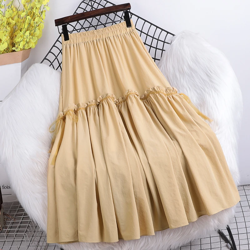 

Весна 2022, Новая женская юбка Korobov, винтажная элегантная юбка популярных цветов в стиле пэчворк, Милая юбка-трапеция в Корейском стиле