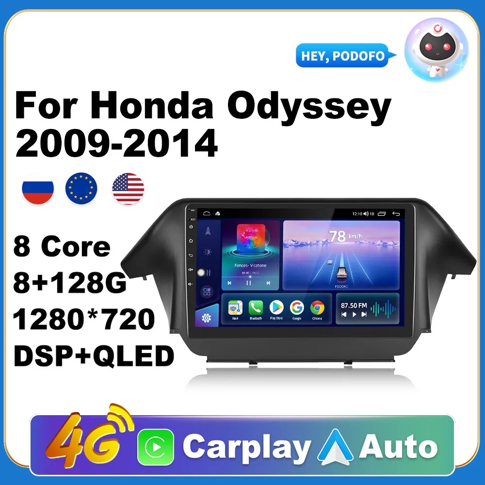 

Car Android CarPlay Radio Multimedia Player For Honda Odyssey 2009-2014 Autoradio Video AI Voice 4G WiFi