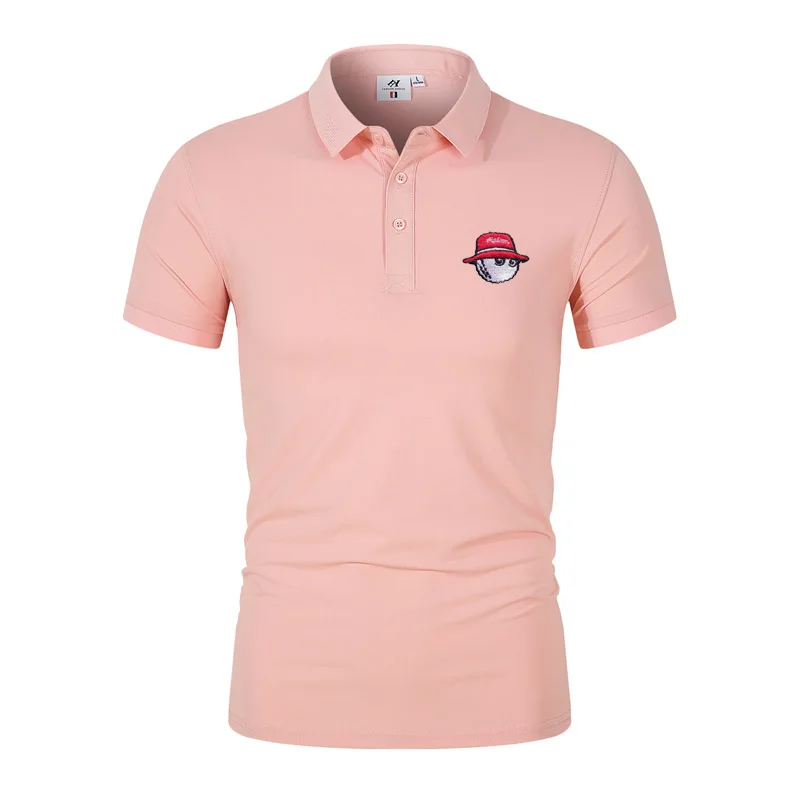 Embroidery Golf Shirt for Men Summer Men's Golf Polo Shirt Men's Turn Down Collar Slim Fit Breathable Casual Men Golf Clothing