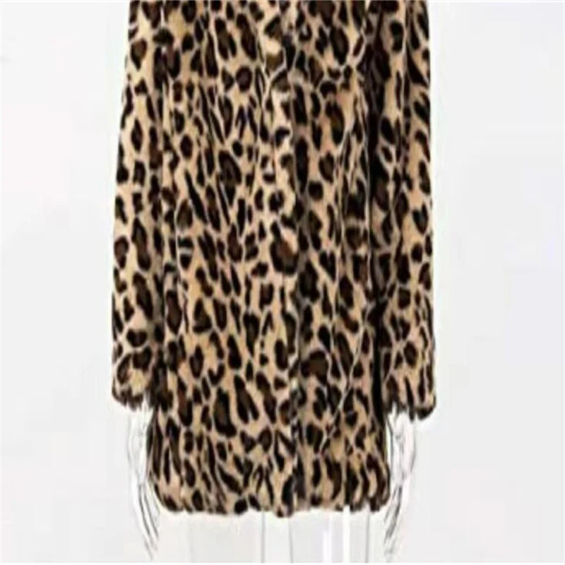 Autumn faux mink fur leather jacket womens Leopard print winter thicken warm Long sleeve fur leather coat women loose cloth b338
