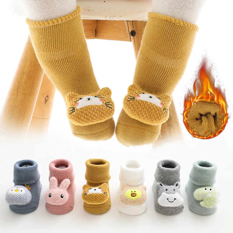 

Thick Terry Winter Baby Socks Doll Cartoon Warm Newborn Socks Toddler Children Floor Socks Non-slip Infant Baby Socken 0-3 Years