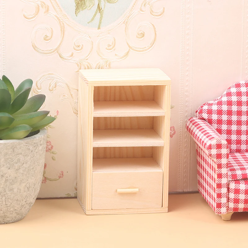 

Dollhouse Miniature Furniture Mini Cabinet Display Cupboard Handcrafted Bedside Table Model Accessories