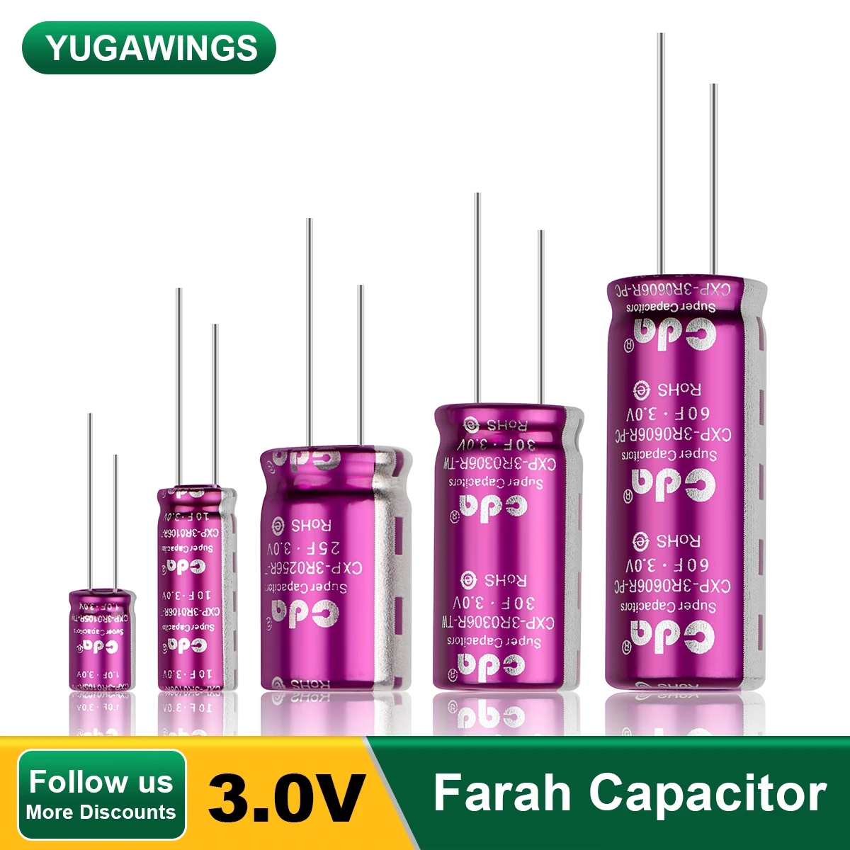 

3V Farah Supercapacitor 1F/3.3F/10F/20/25F/60F Vehicle Traveling Data Recorder Lithium ion Super Capacitor R-Type