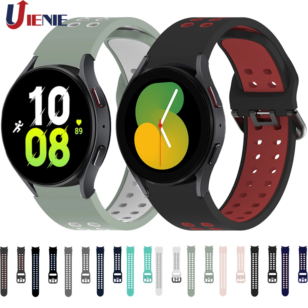 

Ремешок силиконовый для Samsung Galaxy Watch 5 4 40/44 мм, спортивный браслет для наручных часов 5 Pro 45 мм Watch 4 Classic 42/46 мм