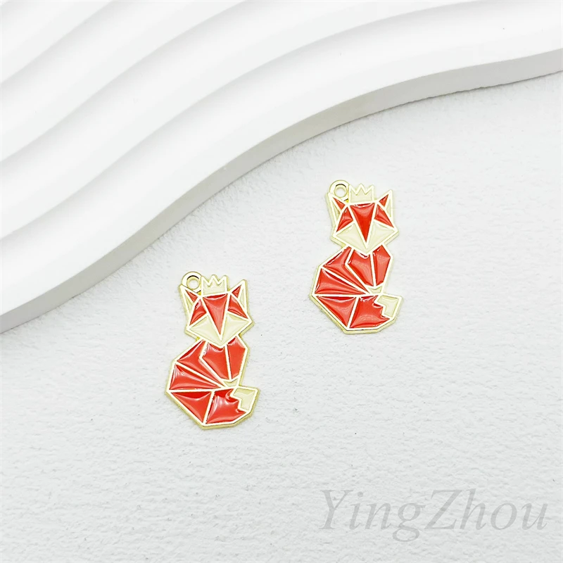 10pcs Specially Designed Panda Fox Drop Oil charms Alloy Pendant DIY Phone chain Key chain necklace