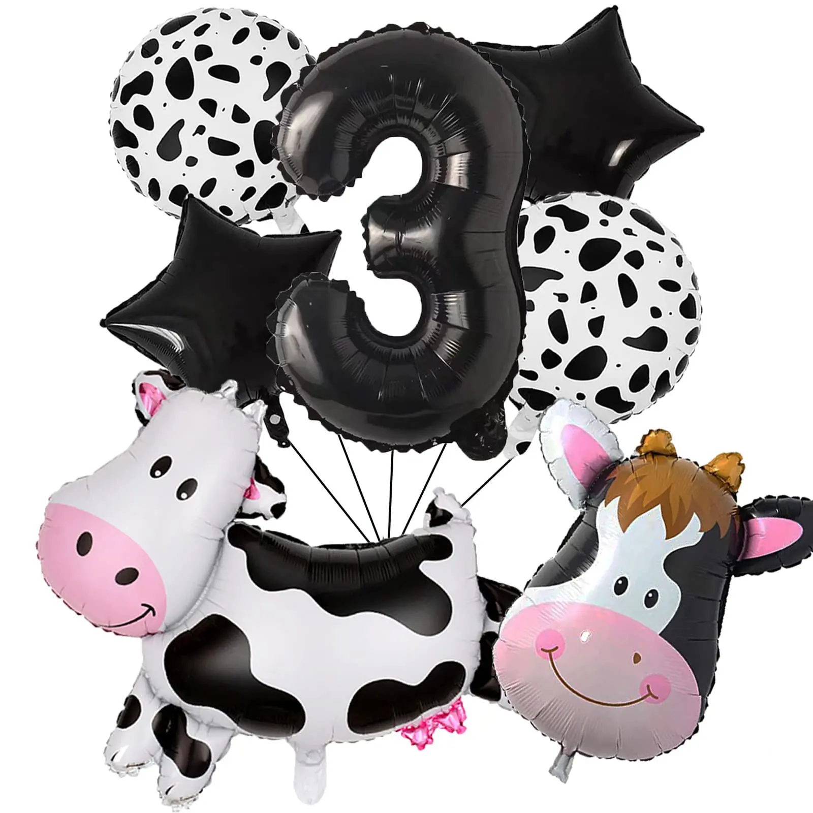 

7Pcs 3st Birthday Baby Shower Barnyard Farm Animal Theme Party Supplies Cow Party Decorations Supplier Cow Shape Balloons Kids