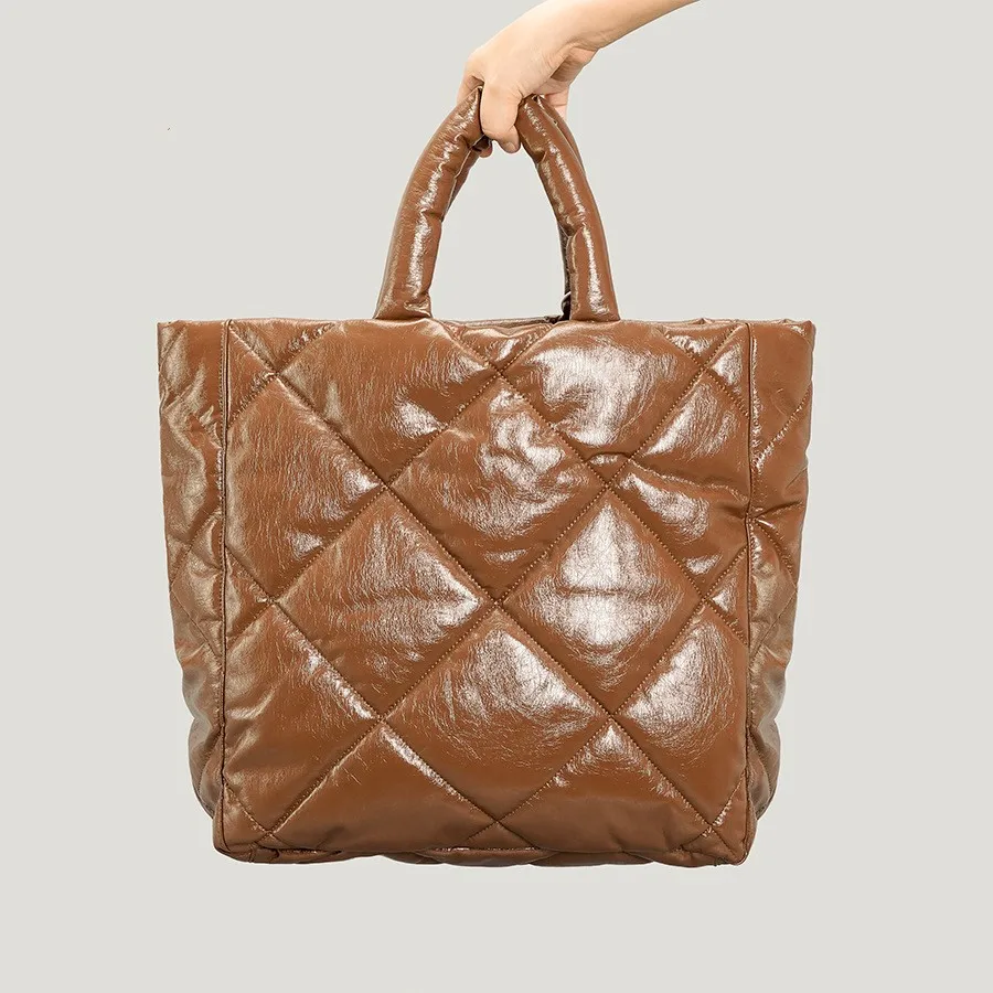 Solid Color Down Cotton Tote Bag Nylon Filled Women Handbag Ladies Shoulder Shopping Bags Luxury Designer Purses And Handbags Gg