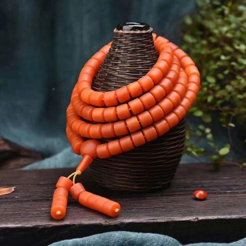 Старинный цветом пчелиного воска матовые бусины в форме бочонка 108 бусин