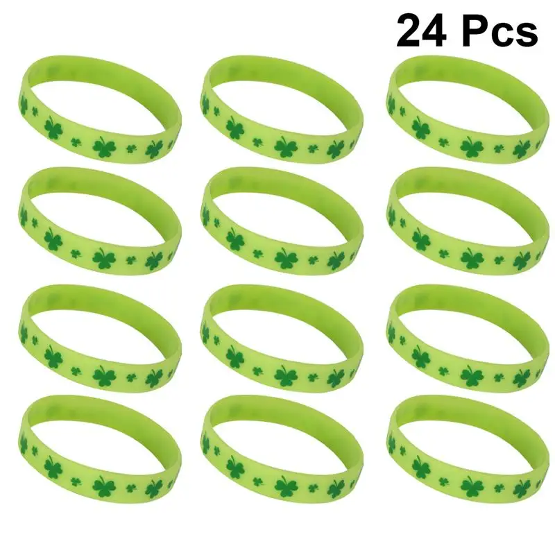 

24pcs St.Patrick'S Day Wristbands Fashion Clover Bracelet Party Accessories St.Patrick'S Day Party Decoration