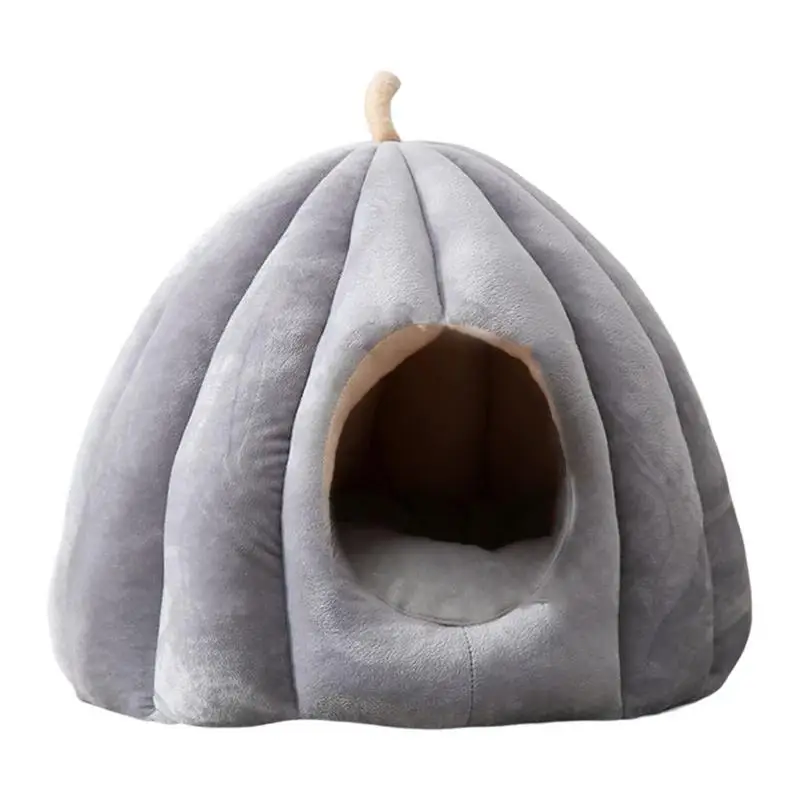 

Cat Bed Cave Enclosed Cat Bed With Removable Cushioned Mattress Non-slip Cat Cave Bed With Cartoon Pumpkin Design Warm Cat