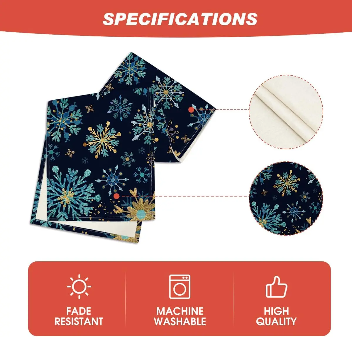 Рождественские синие снежинки шестиугольные льняные дорожки для стола декор