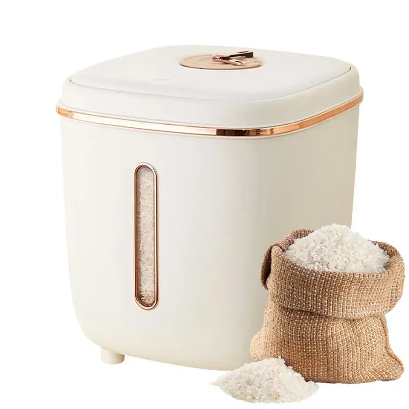 

Rice Container Grain Storage Container With Measuring Cup Cereal Container With Time Pointer Sealed Food Dispenser Kitchen