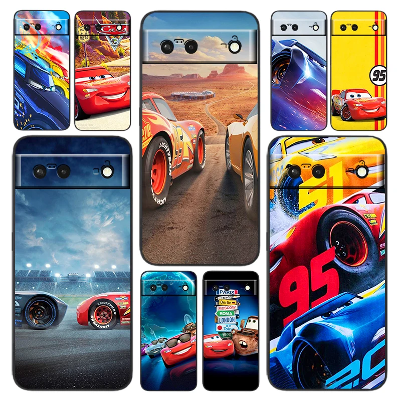 

Cars Lightning McQueen Phone Case For Google Pixel 7 6 Pro 6A 5A 5 4 4A XL 5G Black Silicone TPU Cover