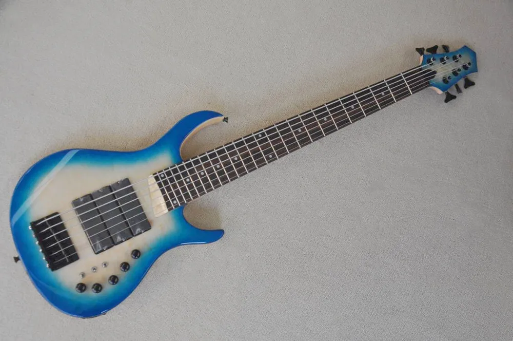 

Factory Custom Blue Body 6 Strings Electric Bass Guitar with Black Hardware,Rosewood Fingerboard,Provide Customized Service