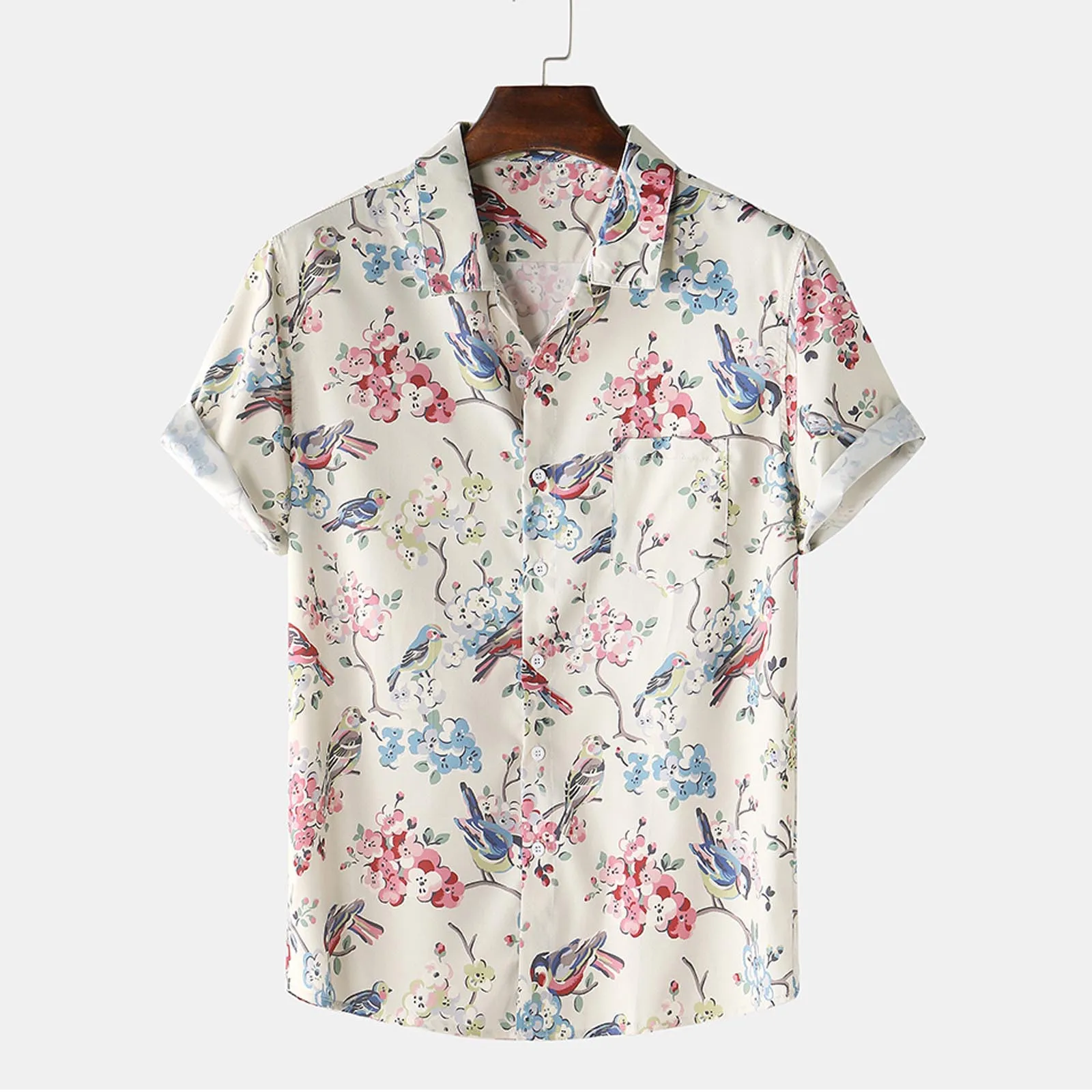 

Men's Hawaiian Shirts Casual Sportshirt Blue Sky White Clouds Simple Printed Clothing Male Ladies Travel Party Oversized Clothes