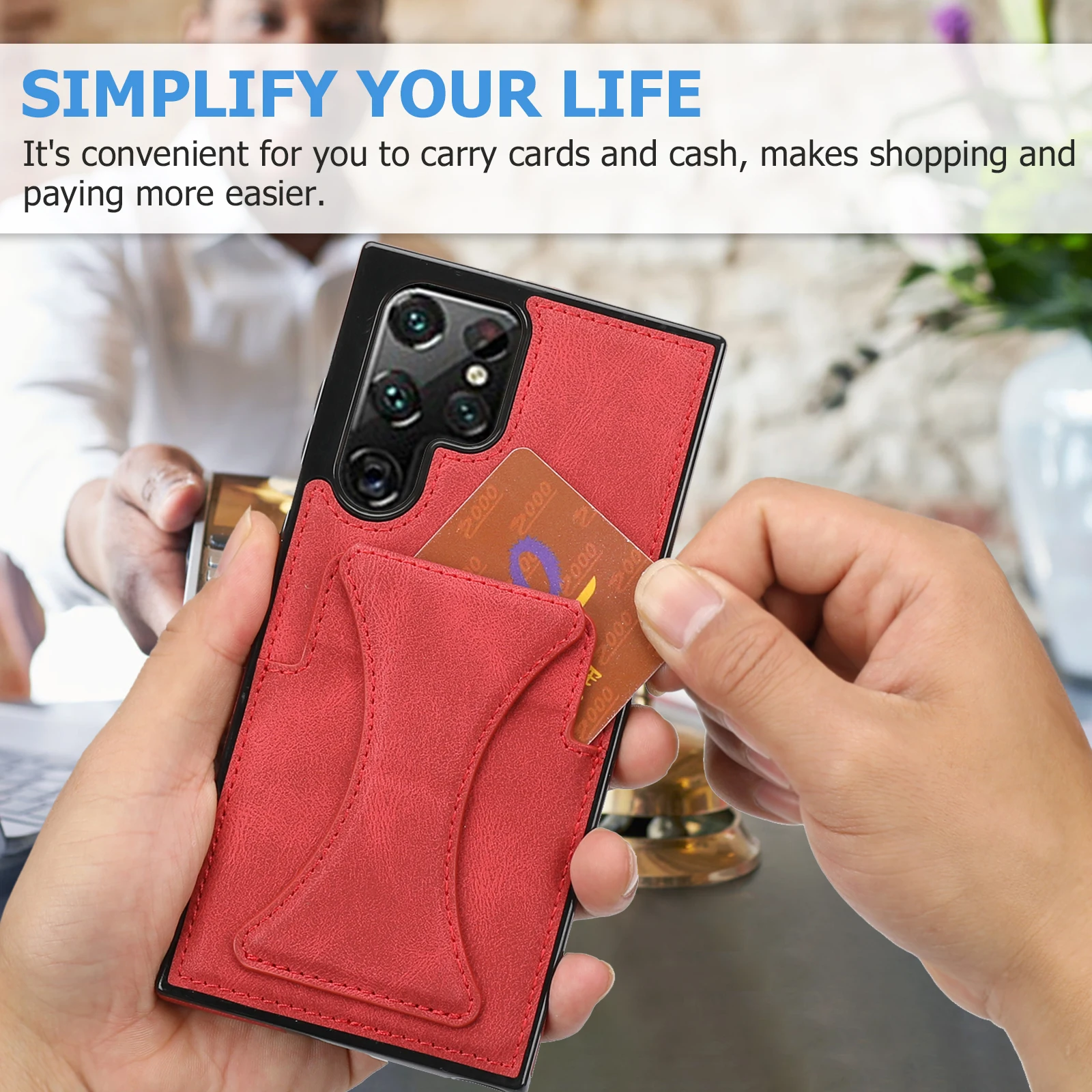 Luxury Flip Card Slot Bracket Leather Case For Samsung Galaxy Note20 S20 21 22 Plus Ultra FE With Metal Magnetic Back Cover