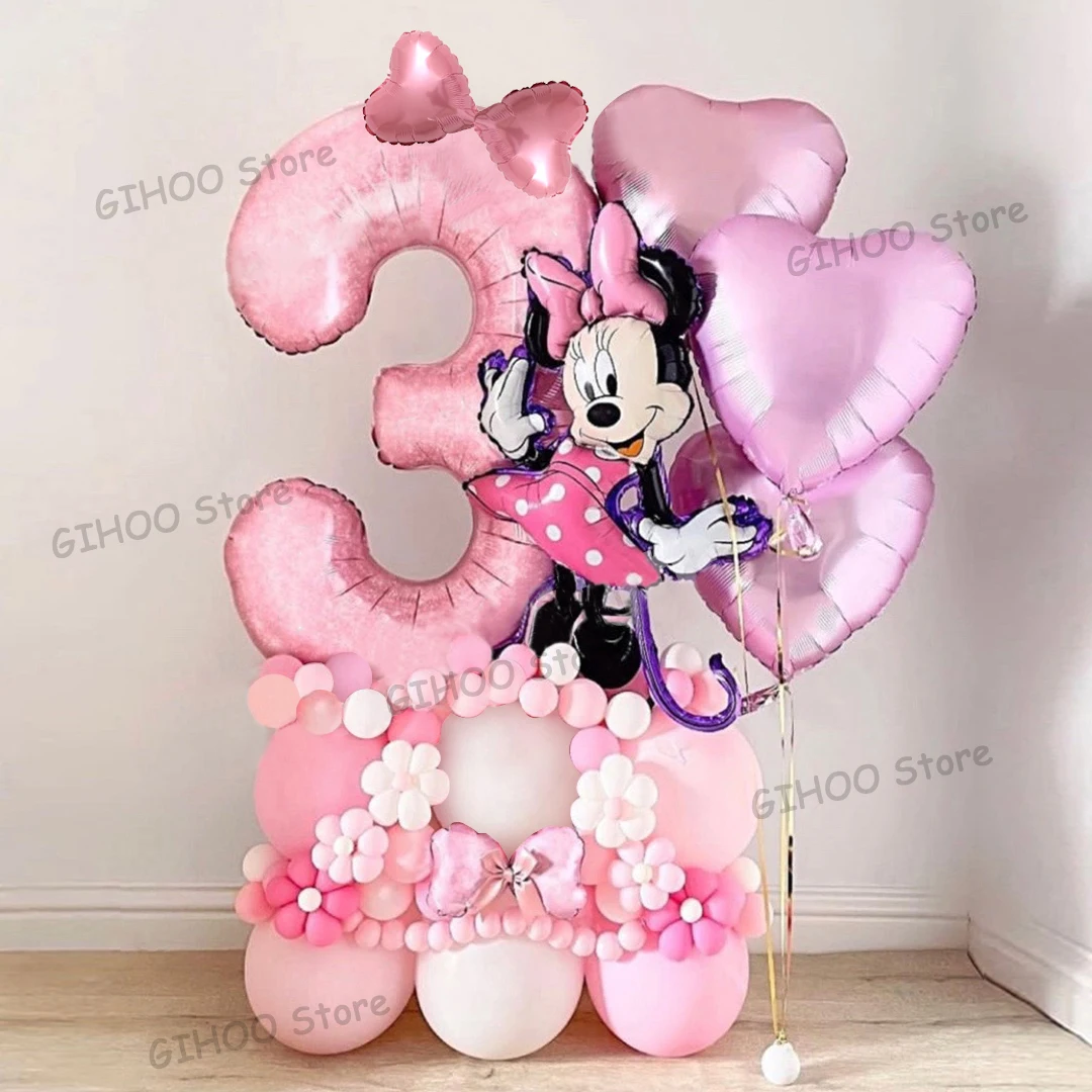 

37pcs/Set Disney Minnie Mouse Foil Balloon 40inch Pink Number Helium Globos Kids Girls Birthday Party Decor Baby Shower Supplies