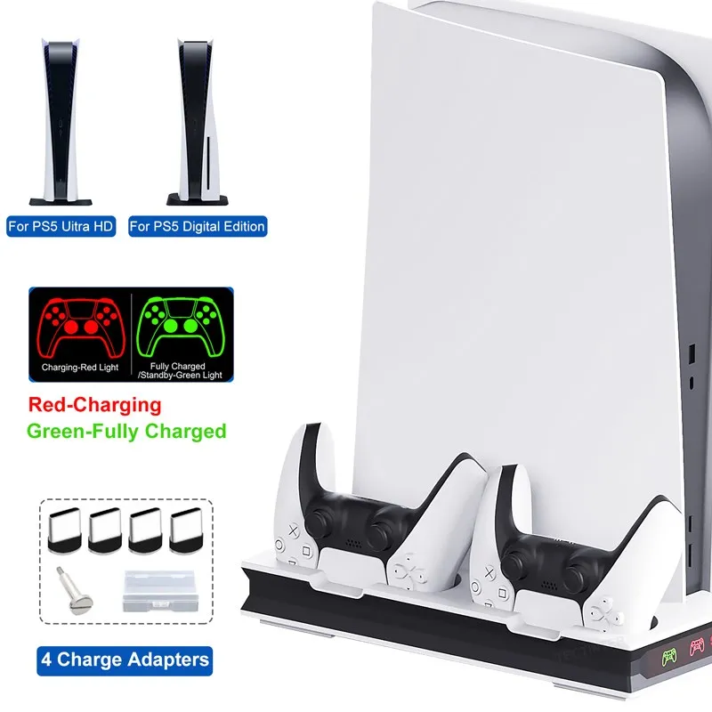 

Vertical Cooling Stand For PS5 Game Console 2 Cooler Fan Controller Charger Gamepad LED Charging Dock Station for playstation 5