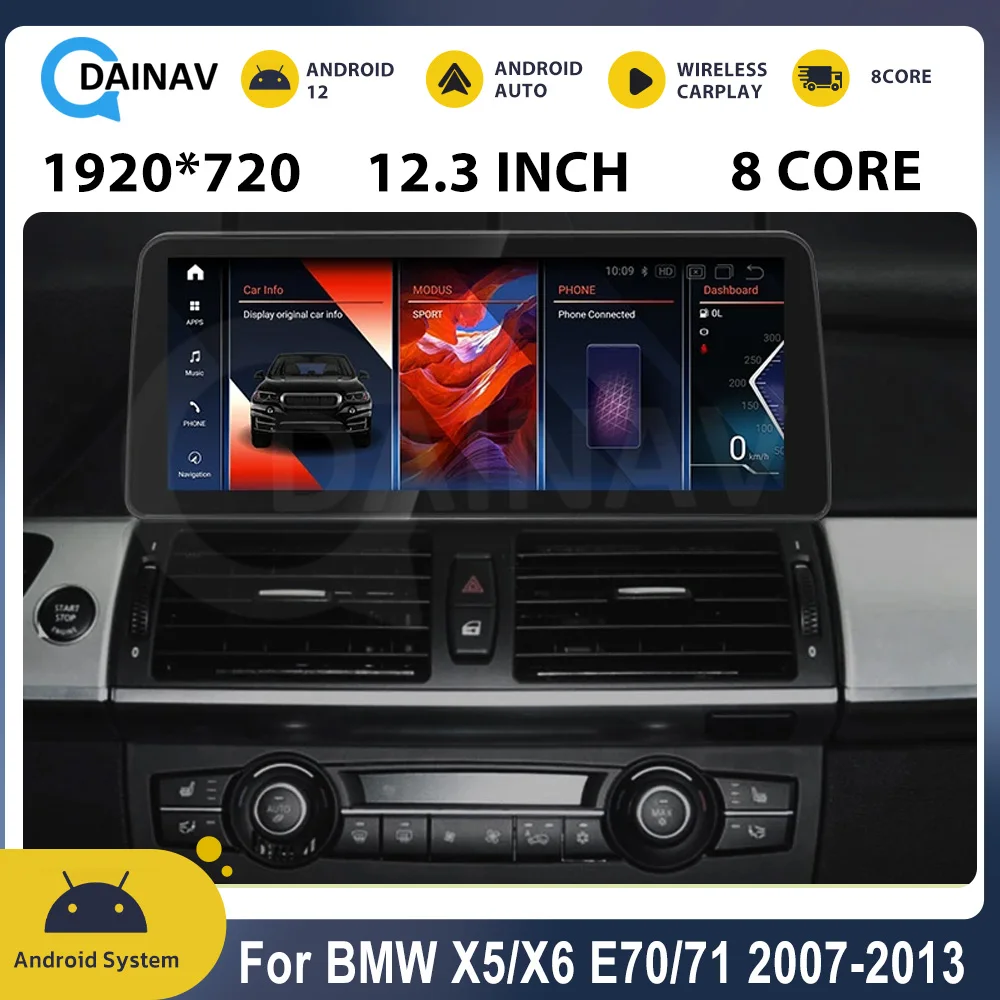 

Android 12 Carplay для BMW X5 E70/X6 E71 2007-2013 12,3 дюймов автомобильное радио GPS-навигация мультимедийный плеер стерео Android авто