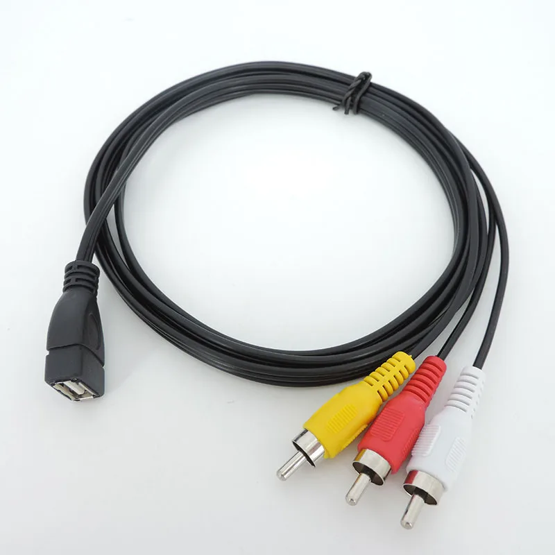 Фото 1,5 м USB-кабель «мама» на 3RCA «папа» аудио и видео Конвертер аудио и видео USB 2.0 на 3RCA для ТВ DVD-приставки F1 №4