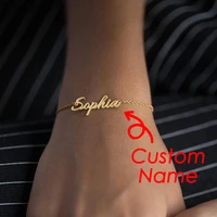 kaifanxi personalized name bracelet for women gold personalized letter 316l stainless steel gift dropshipping support