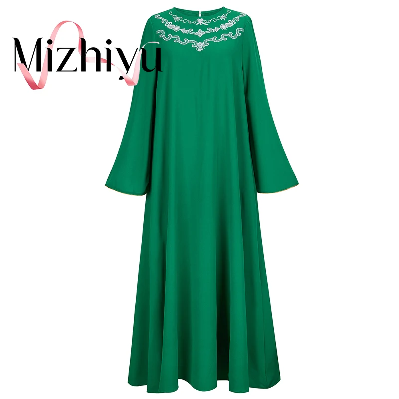 Женское длинное атласное платье, длинное платье в турецком мусульманском стиле