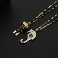 new crystal lucky little seahorse necklace french light luxury fashion simple clavicle chain animal gold necklaces for women