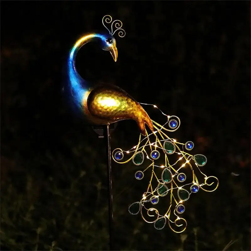 

1pcs Solar Peacock Lamp Lawn Lamps Light LED Outdoor Garden Decor For Yard Garden Pavilion Yard Ground Lamp Landscape Lighting
