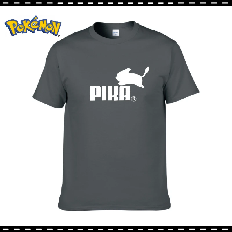 

Anime Peripherals Pokemon Pikachu Men's T-Shirts New Pika Fashion Summer Short Sleeve Clothes Boy Gifts