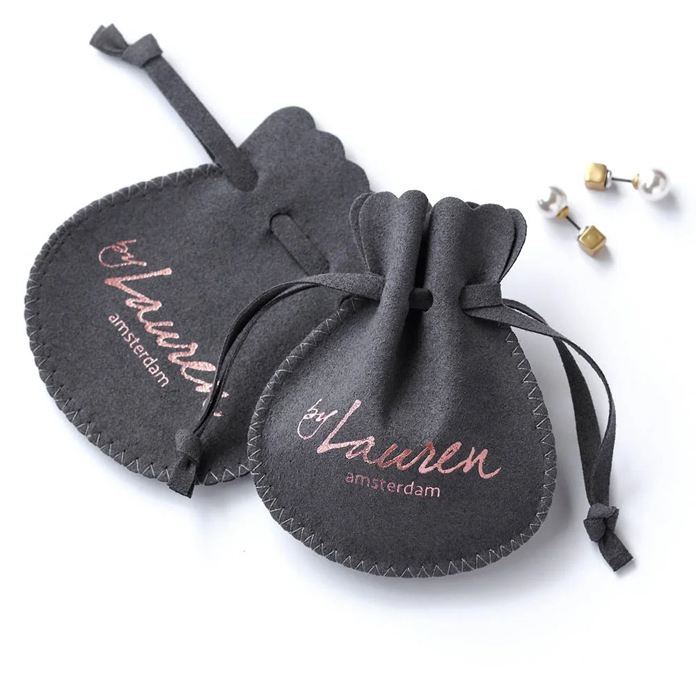 50PCS 8*10 cm Personalized beautiful design Custom jewelry microfiber pouch Small Drawstring bag