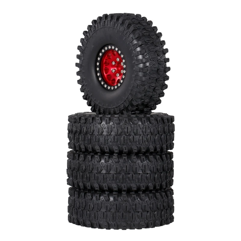 

4PCS Metal 1.9 Beadlock Wheel Rim Tires Set For 1/10 RC Crawler Car Axial SCX10 90047 SCX10 III AXI03007