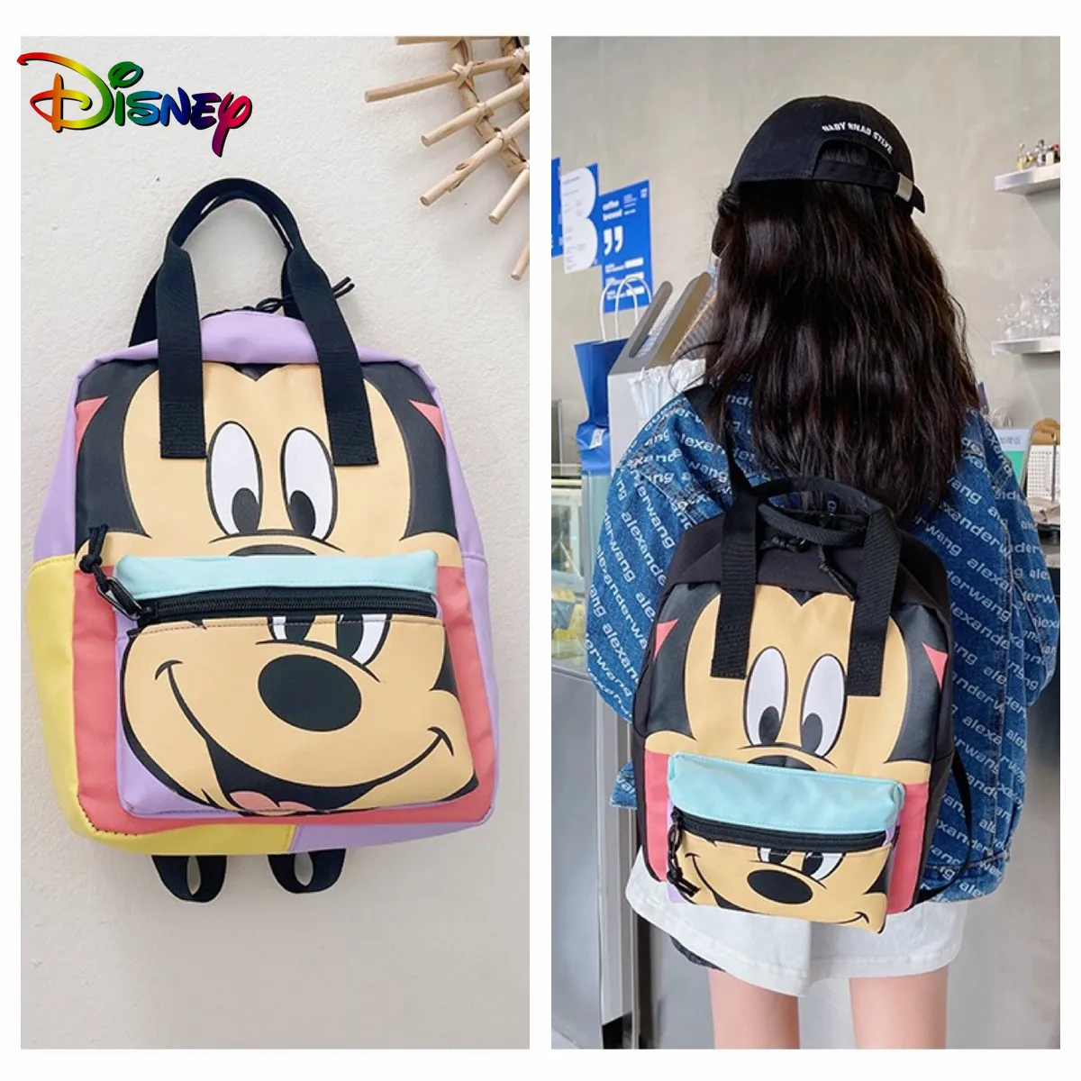 

Disney Backpack Mickey Mouse Kids School Bag Boys Girls Kindergarten Schoolbag 3-8 Years Old Backpack Outdoor Handbag Travel Bag