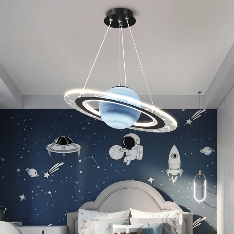 

JJC Spherical Bedroom Ceiling Lamp Creative Earth Planet Lamp Children'S Room Star Chandelier Bedroom Space Lamp