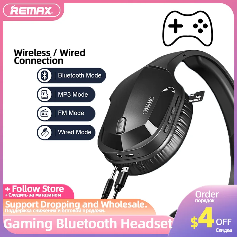 

Беспроводная гарнитура REMAX, Bluetooth наушники для любителей музыки и игр, AUX, для IPhone, Xiaomi, ПК, компьютера