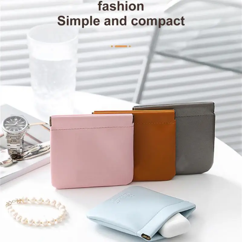 

Mini Cosmetic Bag Airpod Headset Bag Pocket Cosmetic Bag Portable Leather Small Mouth Red Bag Air Cushion Storage Bag Sundries
