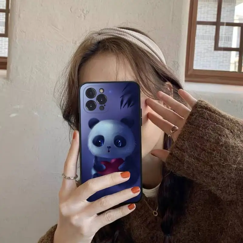 YNDFCNB Cute Panda Phone Case for iPhone 11 12 13 mini pro XS MAX 8 7 6 6S Plus X 5S SE 2020 XR case
