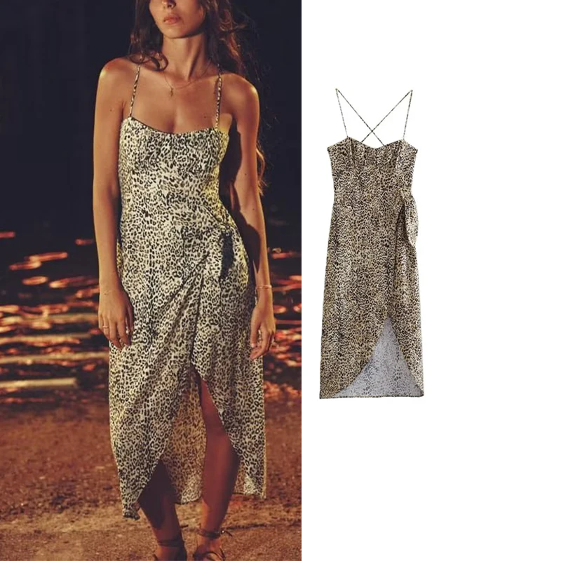 

TRAF Print Long Dresses For Women Asymmetric Sleeveless Summer Dress Woman 2023 Chic And Elegant Woman Dress Midi Party Dresses