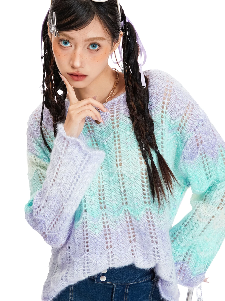 

Fairycore y2k Knitted Sweater for Women Vintage Long Sleeve Rib Knit Pullover Top 2000s Retro Grunge Cottage Jumpers