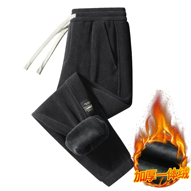 Мужские зимние брюки теплые флисовые с начесом утолщенные и хлопковые плюшевые