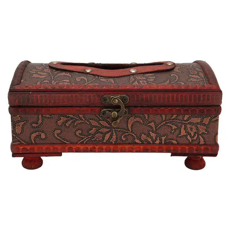 

Paper Pumping Case Paper Pumping Box Rivet Wooden Vintage with Hinges for Living Room
