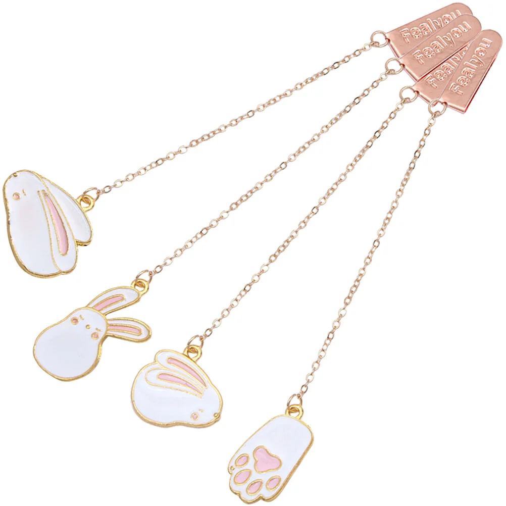 

4 Pcs Tassel Trim Rabbit Delicate Bunny Shape Small Fine 14.5X2.5CM Cartoon Zinc Alloy Unique Child