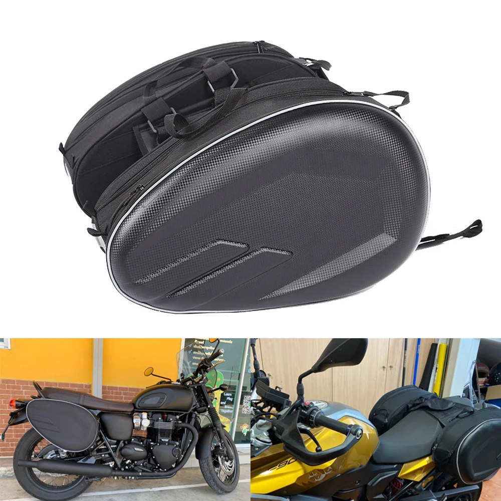 Enlarge Motorcycle Rear Seat Bag Suitcase Saddlebag Left Right Tail Saddle Bag Helmet Travel Bags Black Bags Motorcycle Accessories