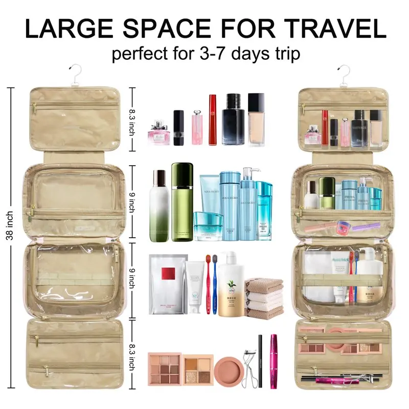 Hanging Toiletry Bag for Women Gift, Large Capacity Travel Toiletry Bag with Hanging Hook Makeup Organizer for Toiletries Access