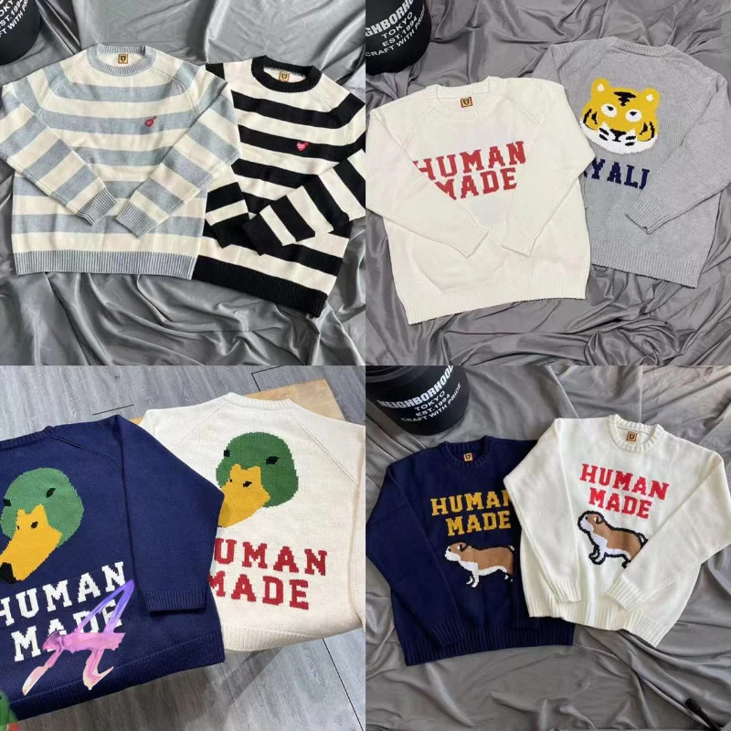 

Human Made Knit Sweater High Quality Tiger Head Print Oversized Women Men Clothing
